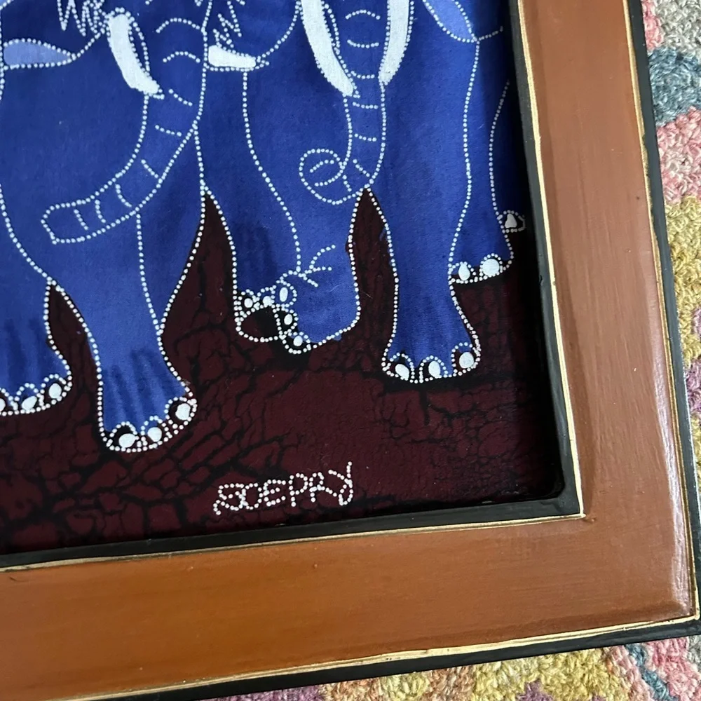 Contemporary Batik 90’s A Herd of Elephants 15.5" X 15.5" - Picture 10 of 16